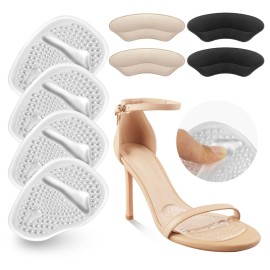 Riootlnm Metatarsal Pads, Ball of Foot Cushions, Heel Pads Inserts for Too Big Shoe, Reduce Foot Pain, No Slip Heel Grips Liners Pads for Loose Shoe, Blisters (Clear)