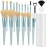 Makeup Brushes 20PCs Makeup Brush Set with Foundation Eyebrow Blending Concealer Blush Eyeshadow Contour Lash Powder Brush, Travel Make Up Brush Kit with Case & 2 Powder Puff - Baby Blue