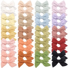 CLLOT 40 Pieces Girls Hair Bows Linen Fabric Bows Alligator Clips Hair Accessories for Little Girls Toddlers Kids and Teens
