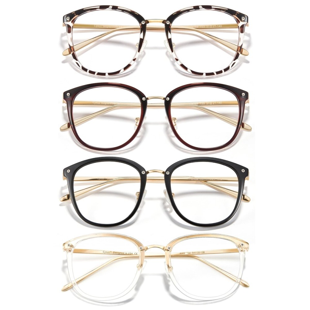 Cyxus 4 Pack Blue Light Glasses for Woman, Reduce Eye Strain and Migraine Perfect for Office and Programming Ultra-Light TR9O Frames for All-Day Comfort