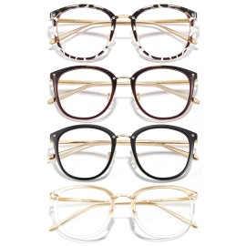 Cyxus 4 Pack Blue Light Glasses for Woman, Reduce Eye Strain and Migraine Perfect for Office and Programming Ultra-Light TR9O Frames for All-Day Comfort