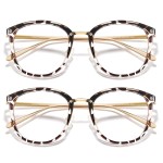 Cyxus 2 Pack Blue Light Glasses for Woman, Reduce Eye Strain and Migraine Perfect for Office and Programming Ultra-Light TR9O Frames for All-Day Comfort