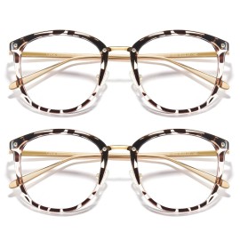 Cyxus 2 Pack Blue Light Glasses for Woman, Reduce Eye Strain and Migraine Perfect for Office and Programming Ultra-Light TR9O Frames for All-Day Comfort