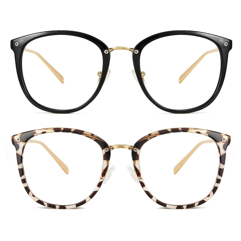 Cyxus 2 Pack Blue Light Glasses for Woman, Reduce Eye Strain and Migraine Perfect for Office and Programming Ultra-Light TR9O Frames for All-Day Comfort