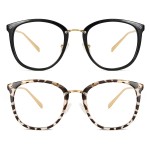 Cyxus 2 Pack Blue Light Glasses for Woman, Reduce Eye Strain and Migraine Perfect for Office and Programming Ultra-Light TR9O Frames for All-Day Comfort