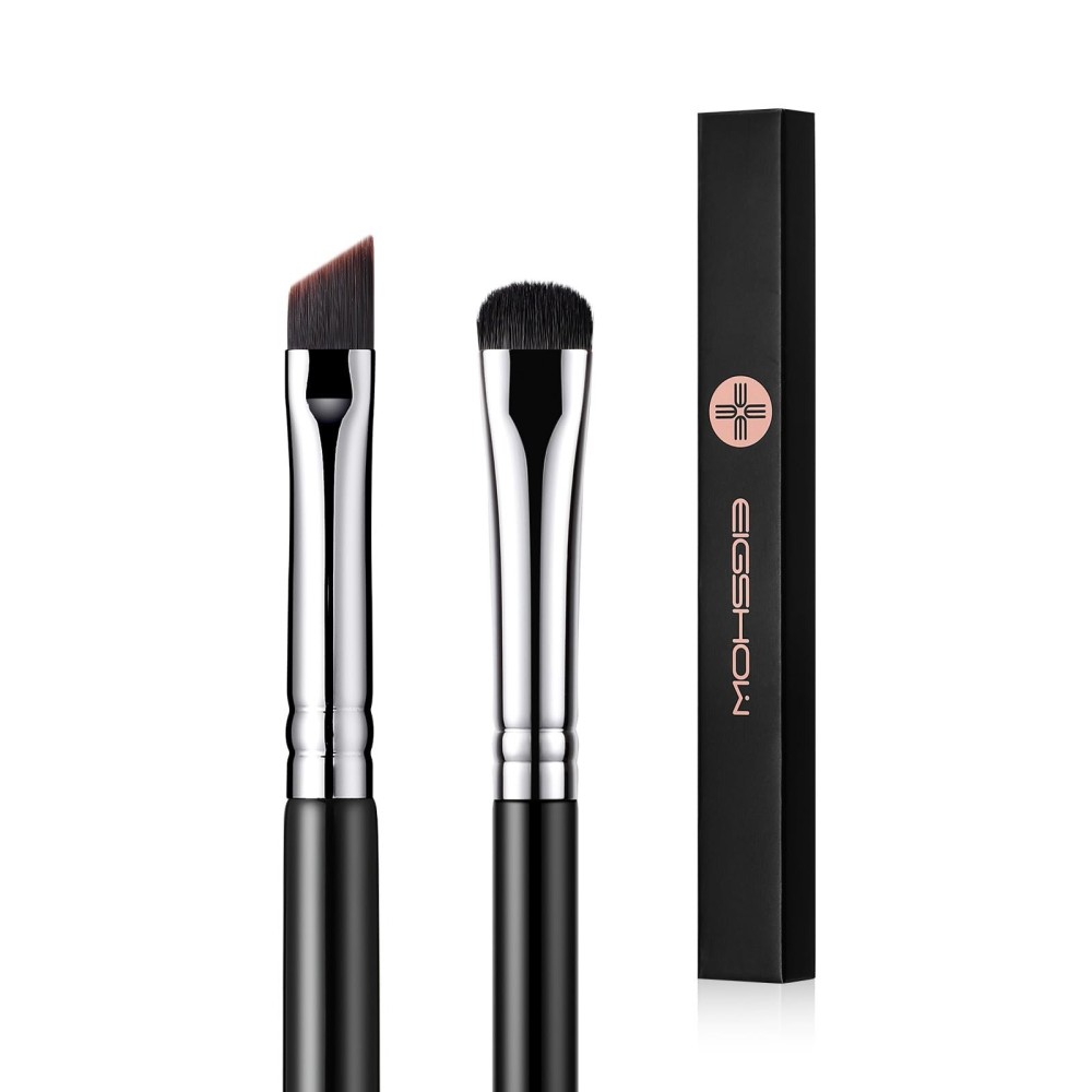 EIGSHOW Angled Eyeliner Brush & Eyeshadow Brush, High-End Precision Gel Liner and Short Smudge Brushes for Cat Eye, Winged Liner (E835&E806)