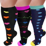 GET-FA 3 Pairs Plus Size Compression Socks for Women and Men Wide Calf 20-30mmhg Extra Large Knee High Support for Circulation
