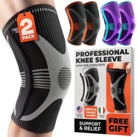 DR. BRACE ELITE Knee Brace with Size Stabilizer (2 Pack) Knee Brace for Women & Men, Workout, Sports, Daily Knee Compression Sleeve for Maximum Knee Pain Support & Fast Recovery (Mercury, Medium)