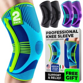 DR. BRACE ELITE Knee Brace with Size Stabilizer (2 Pack) Knee Brace for Women & Men, Workout, Sports, Daily Knee Compression Sleeve for Maximum Knee Pain Support & Fast Recovery (Zeus, Small)