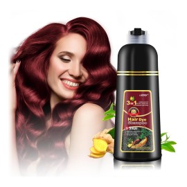 Leorx Hair Dye shampoo, 3 In 1 Deep Wine Red Color Shampoo Hair Dye For Refresh Hair Instant Herbal Coloring Shampoo For Women&Men - Tintes Para El Cabello Profesional