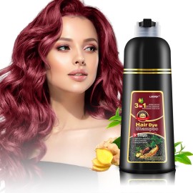 Leorx 3 In 1 Wine Red Color Hair Dye shampoo, For Refresh and Instant Herbal Coloring For Women&Men - Tintes Para El Cabello Profesional