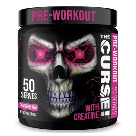 JNX SPORTS The Curse! Pre Workout Powder for Men & Women, Caffeine, Beta-Alanine, Creatine, L-Citrulline, 50 Servings, Strawberry Kiwi Flavor - Boost Energy, Strength & Focus