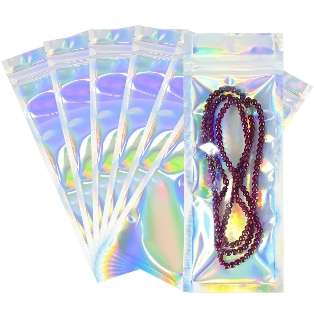 Holographic Bags, 2x5 inch Resealable Smell Proof Bags for Food, Small Business and Party FavorStorage(100 Pack)