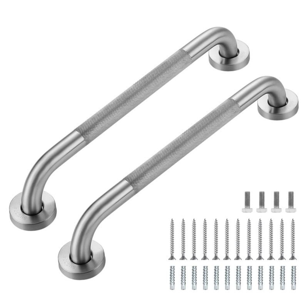 Grab Bars for Shower, 2 Pack 16-Inch Anti Slip Shower Handles for Elderly, Safety Shower Grab Bar, Stainless Steel Handicap Grab Bars for Bathroom,Toilet (Brushed Nickel, 1 Diameter)