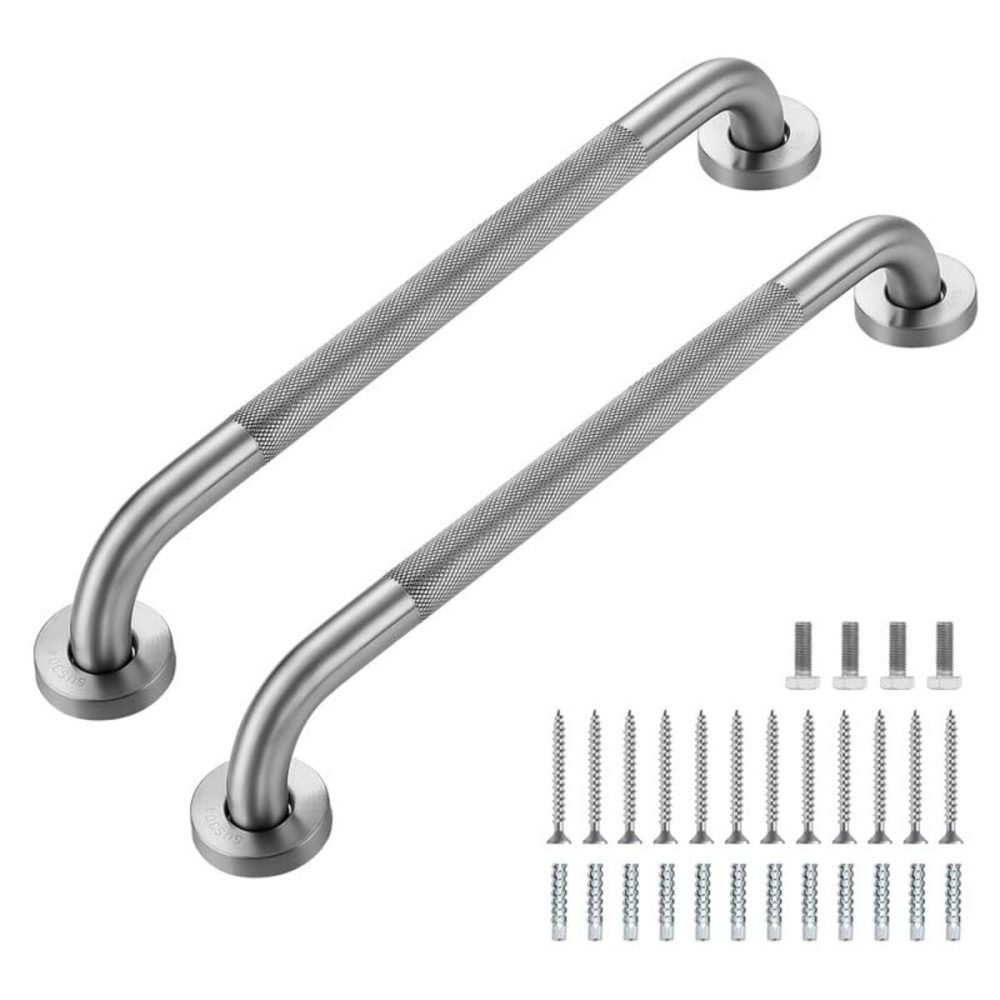Grab Bars for Shower, 2 Pack 18-Inch Anti Slip Shower Handles for Elderly, Safety Shower Grab Bar, Stainless Steel Handicap Grab Bars for Bathroom,Toilet (Brushed Nickel, 1 Diameter)