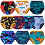 BIG ELEPHANT 10 Packs Baby Girls\' and Boys\' Potty Training Pants, 100% Cotton Absorbent Training Underwear for Toddler, 9-10Y