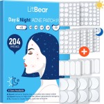 LitBear Acne Pimple Patches- Day and Night 6 Sizes 204 Dots Thin & Thick Hydrocolloid Patches with Witch Hazel, Tea Tree & Calendula Oil, Extra Adhesion for Face Zit Patch Dots