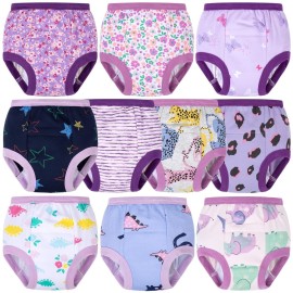 BIG ELEPHANT 10 Packs Baby Girls\' and Boys\' Potty Training Pants, 100% Cotton Absorbent Training Underwear for Toddler, 5-6Y