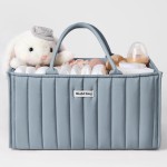 Blissful Diary Baby Diaper Caddy Organizer, Stylish Storage Basket for Newborn Essentials and Diaper Station, Gift for Baby Shower and Registry Must-Have, Dusty Blue