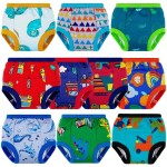 BIG ELEPHANT 10 Packs Baby Girls\' and Boys\' Potty Training Pants, 100% Cotton Absorbent Training Underwear for Toddler, 9-10Y