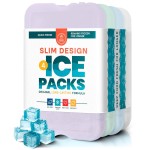 Healthy Packers Slim Long Lasting Ice Packs for Lunch Box (4 Pack), Pastel Cooler Ice Packs, Ice Packs for Lunch Boxes, Lunch Box Ice Packs Reusable, Freezer Packs, Small Ice Pack for Lunch Box