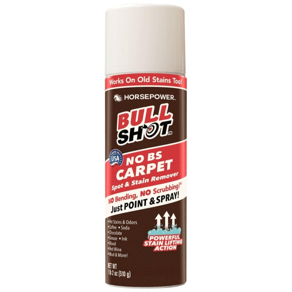 Horsepower Bull Shot No BS Carpet Spot & Stain Remover, AS SEEN ON TV, Made In USA, Just Point & Spray, No Bending or Scrubbing, Hands-Free, Stain-Lifting Foam-Action, Pets Stains & Odors, Soda & More