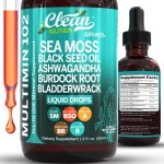 Clean Nutra Organic Sea Moss Drops Supplement | Black Seed Oil Irish Seamoss Ashwagandha Burdock Root & Bladderwrack - Multimineral Liquid Vegan for Gut Heath Energy Skin Immune Support & Hair