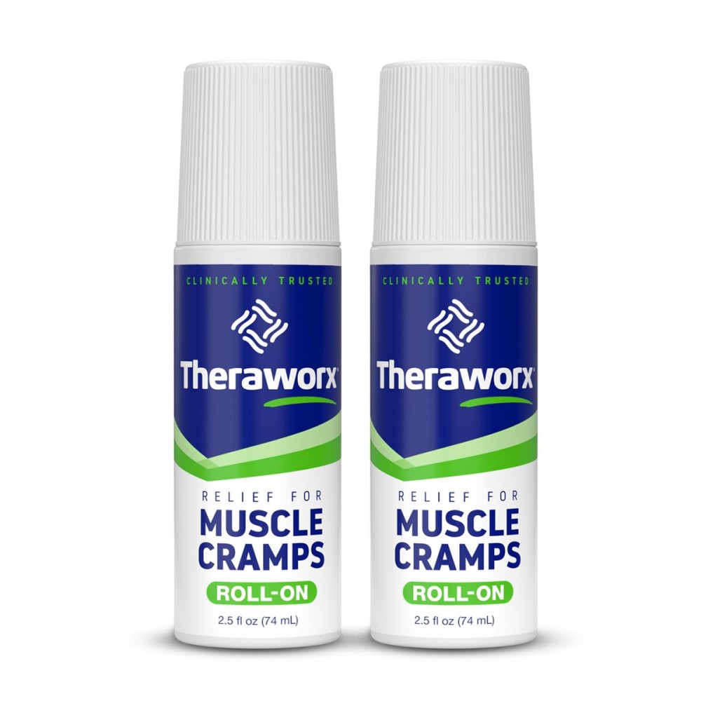 Theraworx Relief for Muscle Cramps Roll-On Fast-Acting Muscle Spasm, Leg Soreness with Magnesium Sulfate - 2.5 oz - 2 Count