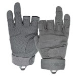 Seibertron S.O.L.A.G-T Tactical Three Fingerless Gloves - Water Resistant Impact Protection Outdoor Sports Gloves Grey L