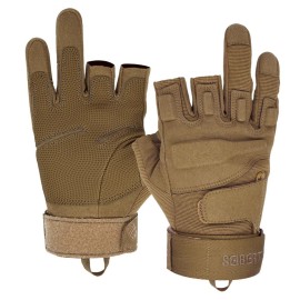 Seibertron S.O.L.A.G-T Tactical Three Fingerless Gloves - Breathable Quick Dry Gloves for Outdoor Activities Coyote XL
