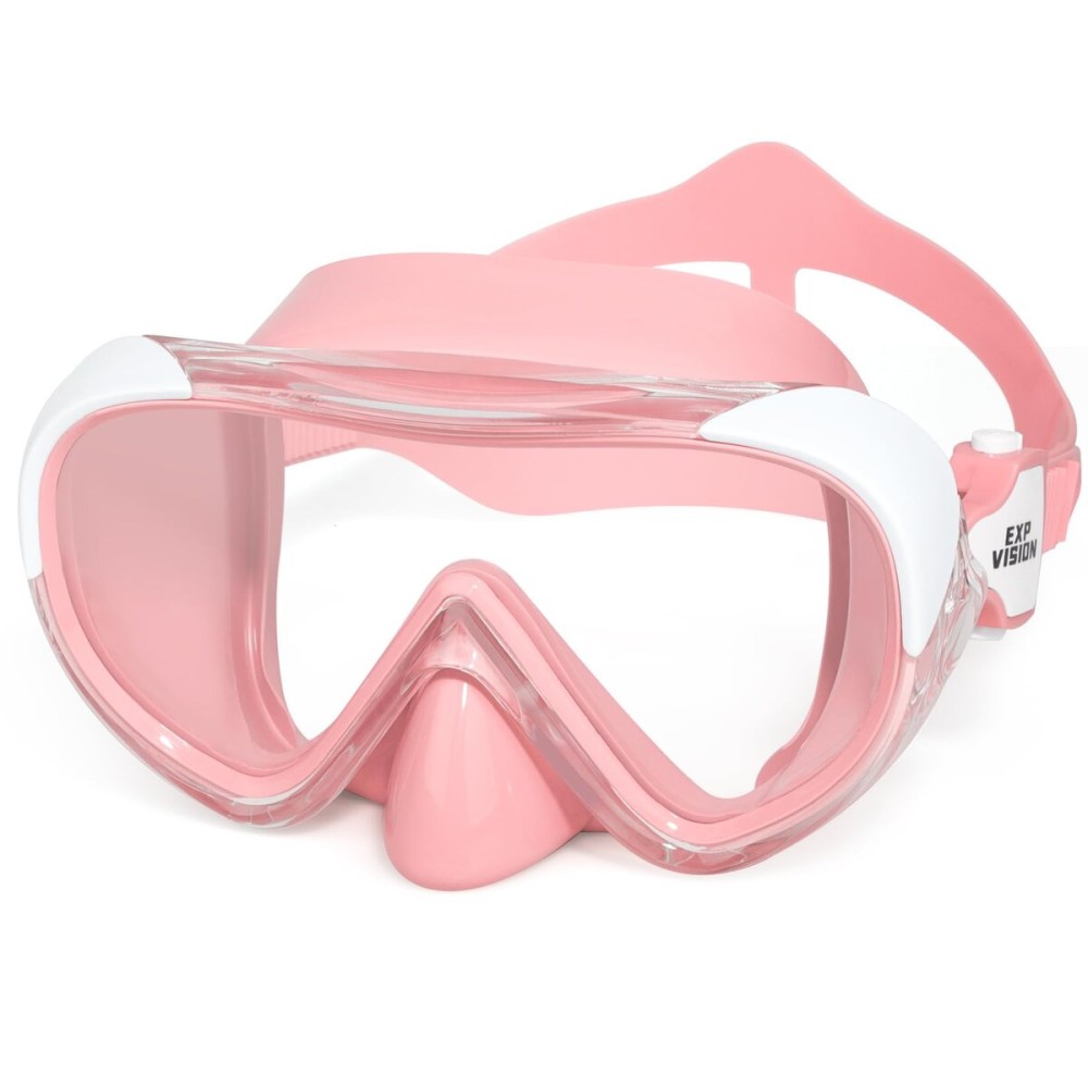 Kids Swim Mask 180 Snorkel Diving Mask, Anti-Fog Child Swim Goggles with Nose Cover No-Leak Swimming Goggles Anti-Shattered Lens for Youth 4-15 (Pale Pink)
