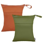 ALVABABY 2pcs Cloth Diaper Wet Dry Bags Waterproof Reusable with Two Zippered Pockets Travel Beach Pool Daycare Soiled Baby Items Yoga Gym Bag for Swimsuits or Wet Clothes 2LM04