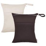 ALVABABY 2pcs Cloth Diaper Wet Dry Bags Waterproof Reusable with Two Zippered Pockets Travel Beach Pool Daycare Soiled Baby Items Yoga Gym Bag for Swimsuits or Wet Clothes 2LM05