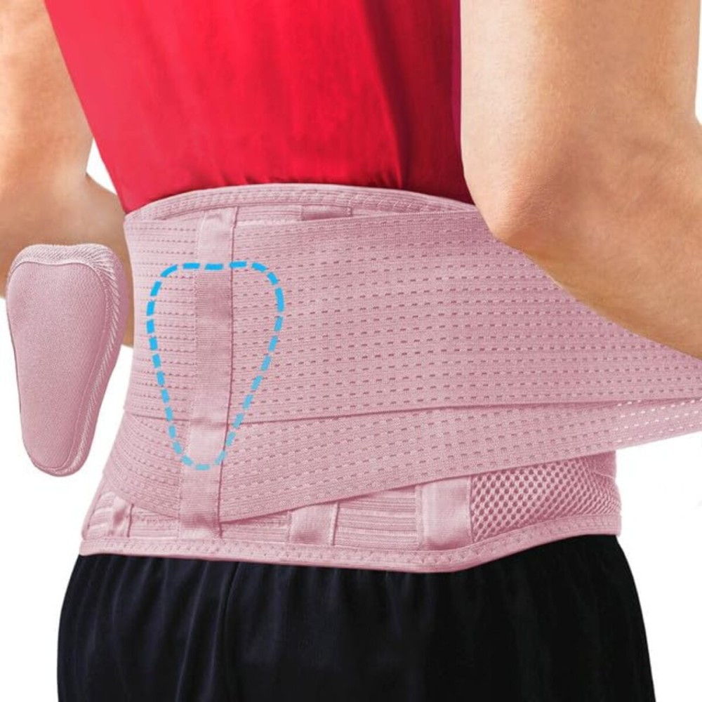Sparthos Back Support Belt - Immediate Relief from Back Pain, Herniated Disc - Breathable Brace With Lumbar Pad - Lower Backbrace - For Men & Women - Fits 24-31 Waist (Pink-XS, Check Size Chart)