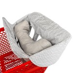 Love&go Soft Pillow Attached 2-in-1 Shopping Cart and High Chair Cover for Baby, Cotton Padded Cart Cover, Fold\'n Roll Style, Portable with Carry Bag (Gray Chevron)