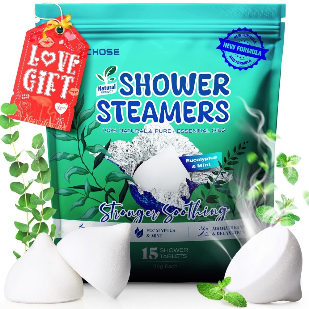 POPCHOSE Shower Steamers Aromatherapy - Christmas Stocking Stuffers for Women & Men, Eucalyptus for Shower with Natural Essential Oils, Home SPA & Self Care Relaxation, Quick Relief Nasal Congestion