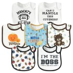 2ooya 7Pcs Cotton Waterproof Baby Bibs Adjustable Hook Loop Closure Infant Bib Autumn Pumpkin Football Newborn Babies Food Bibs Keepsake Baby Gift for 6-12 Months Baby Teething Drooling Feeding Eating