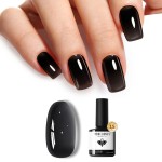modelones Jelly Gel Nail Polish Black Sheer Neutral Translucent Black Gel Polish Soak Off U V LED Nail Lamp Glassy 15 ML