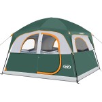 UNP Tents 6 Person Waterproof Windproof Easy Setup,Double Layer Family Camping Tent with 1 Mesh Door & 5 Large Mesh Windows -10\'X9\'X78in(H) (Dark Green)