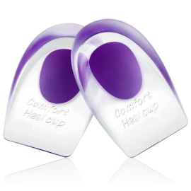 Heel Cups for Achilles Tendonitis & Plantar Fasciitis - 2 Pack Gel Shoe Inserts for Heel Pain Relief, Arch Support, for Women & Men