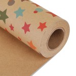 NESCCI Birthday Wrapping Paper,Gift Wrapping Paper Roll,Kraft Wrapping Paper-17 inch X 32.8 Feet Per roll,Colorful Stars Pattern For Boys Girls, Perfect For Birthday Party, Baby Shower