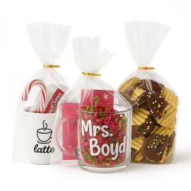 WIKDAY Cellophane Bags 50 PCS 8x11 Inches Clear Gift Gags with Ties Plastic Treat Party Favor Candy Bags for Gift Giving, Packaging Snack, Products