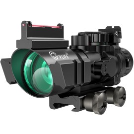 CVLIFE 4x32 Prism Scope Red & Green & Blue Illuminated Circle Dot Reticle Scope with Fiber Optic Sight