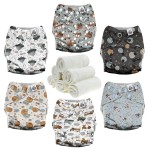 Mama Koala 3.0 Cloth Diapers for Babies with AWJ Lining, 6 Pack with 6 Natural Cloth Diaper Inserts - Reusable and Washable Pocket Diapers (Space Ranger)