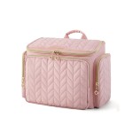 BAGSMART Travel Toiletry Bag, Large Wide-open Travel Bag for Toiletries, Makeup Cosmetic Travel Bag with Handle-Pink