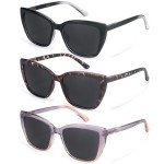 ORANZI Reading Sunglasses Women, 3 pack Fashion Oversized Sunglass Readers Women, Spring Hinge Cat Eye Sunglasses(S1 Mix, 2.75)