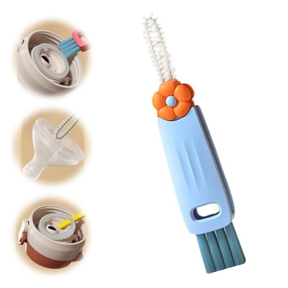 Sueea 3 in 1 Cup Lid Cleaning Brush, 2024 Multifunctional Crevice Portable Cup Lid Cleaning Brush for Bottle Gap Tight Spaces Cup (B-Blue)