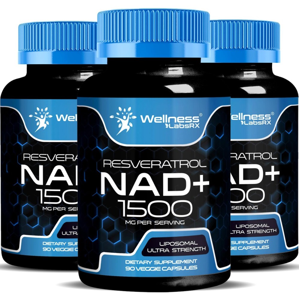 WELLNESS LABSRX NAD Supplement, 1500mg - Liposomal NAD+ Supplement with Resveratrol, NAD Plus Boosting - Support Cellular Health & Healthy Aging - Ultra Strength Capsules, USA Made - 3 Pack