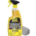 Goo Gone Automotive Adhesive Remover, Goo & Grime Cleaner for Bumper Stickers, Decals, Tree Sap, Brake Dust, Bird Droppings, Gum, Spray Paint, Asphalt, 24 oz with MicroFiber Buffing Towel