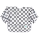 Bumkins Sleeved Bib for Girl or Boy, Baby and Toddler for 6-24 Mos, Essential Must Have for Eating, Feeding, Baby-Led Weaning Supplies, Long Sleeve Mess Saving Food Catcher, Fabric, Gray Check